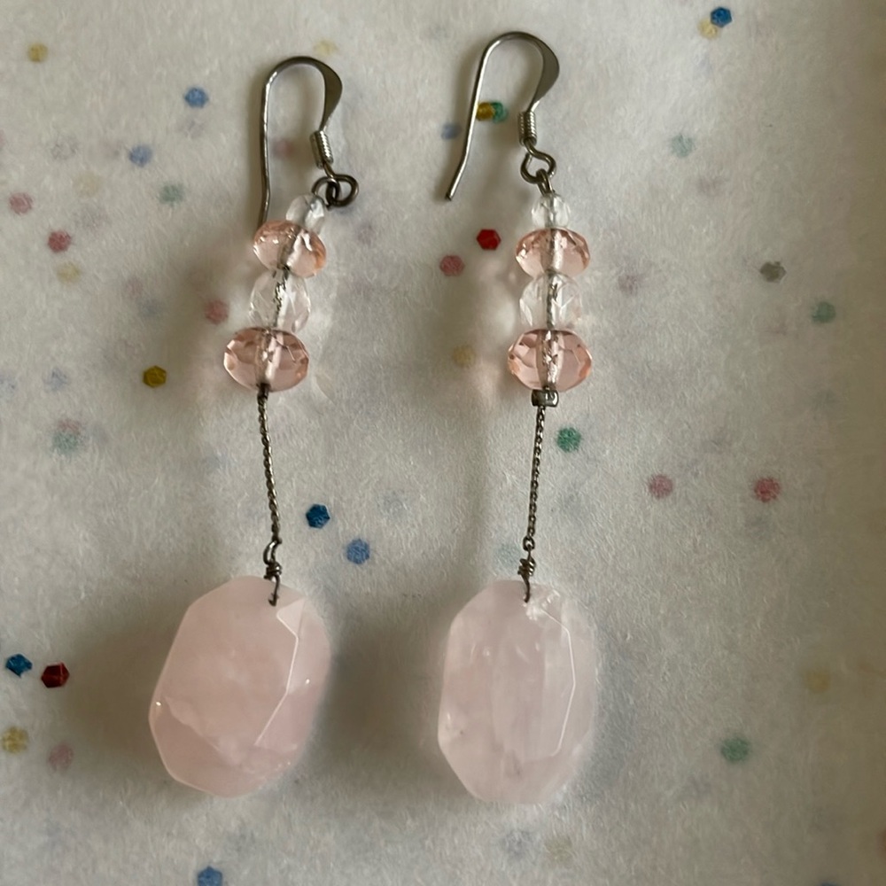 Pink quartz earrings